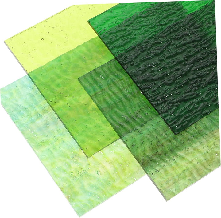 YARNOW Aufkleber Mosaikglas Kunstglasplatten 4 Stücke Bunt Glasscheiben Mischfarben Grün Packungen D