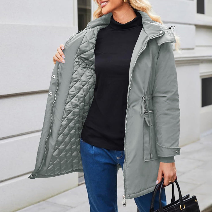 Wintermantel Damen Warm Winterjacke Gefüttert Winter Parka Umstands Baumwolljacke 3 in 1 Winter Lang
