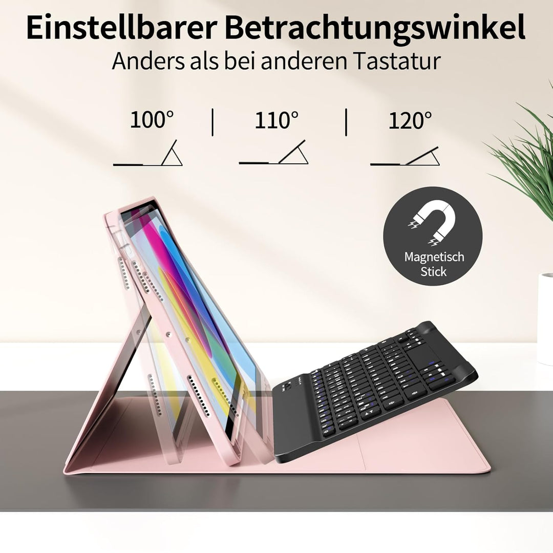 Tastatur Hülle für iPad (A16) 11 Zoll 2025/10. Generation 2022 10.9 Zoll, Magnetische Abnehmbare Kab