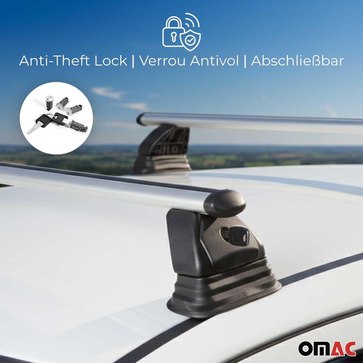OMAC Aluminium Dachträger Querträger für Dacia Dokker 2012-2021 – TÜV/DIN 75302:2019 – Abschliessbar