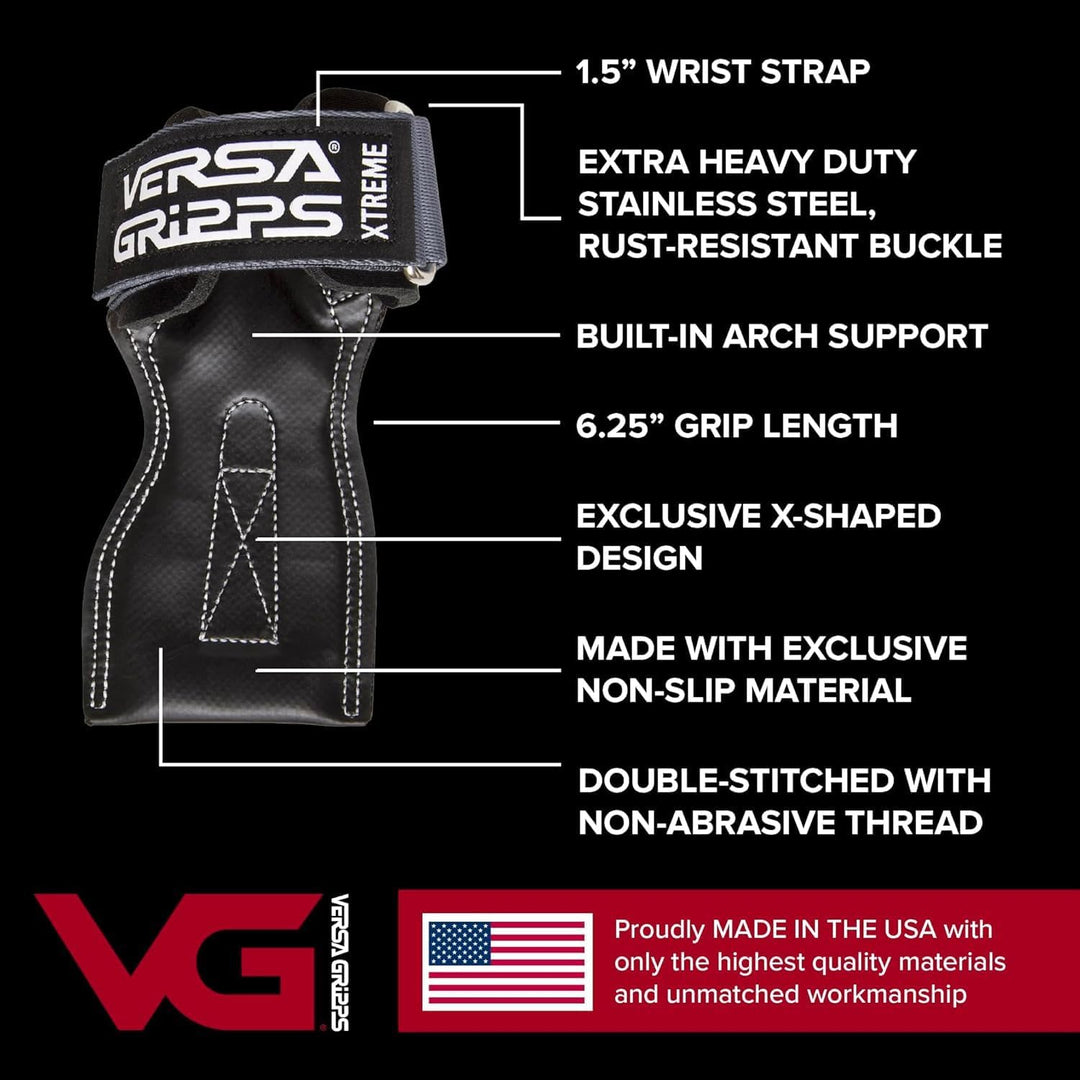 Versa Gripps® Xtreme - Made in USA - Handgelenkschlaufen für Gewichtheben Alternative - Das beste Tr