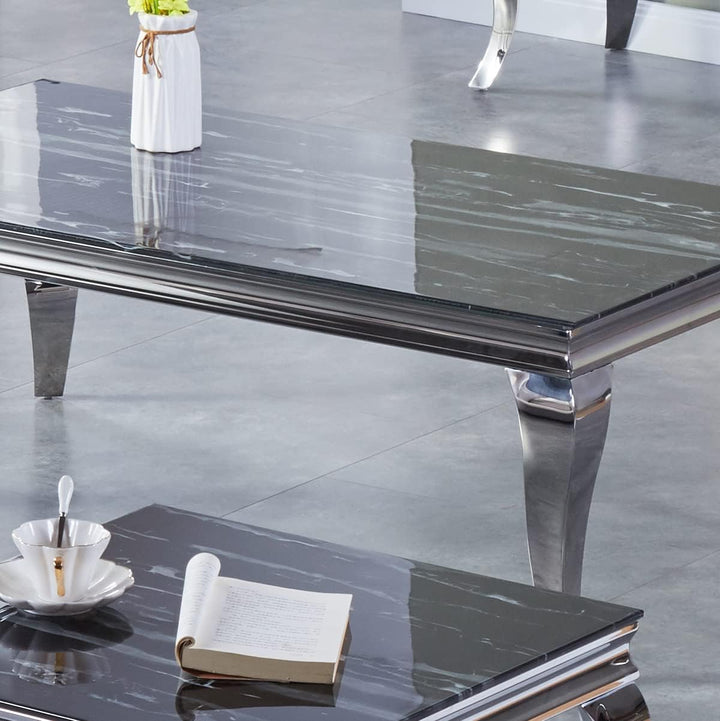 CasaXXl Glasplatte für Kaminofen & Tischplatte in Marmor Optik - Glasscheibe mit 6mm ESG Sicherheits