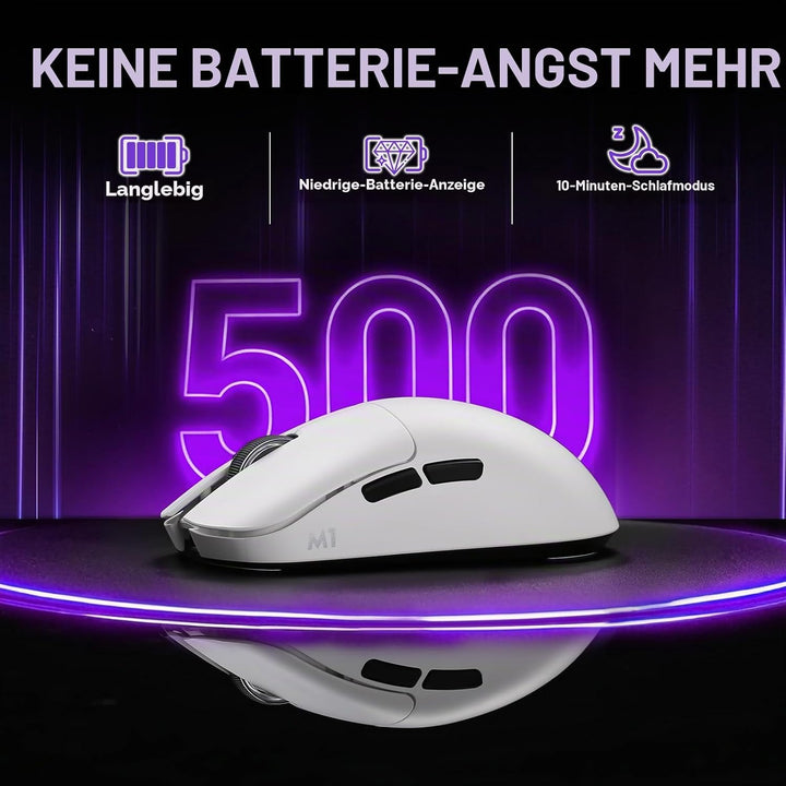 YUNZII M1 Kabellose Gaming-Maus, BT/2.4G Wireless/Wired Ultralight Mouse, PAW3311-Sensor 10000 DPI,