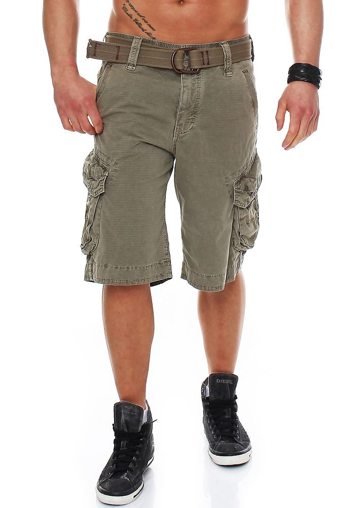 Jet Lag Herren Cargo Shorts Take Off 3 (16) mit Gürtel Cement W33