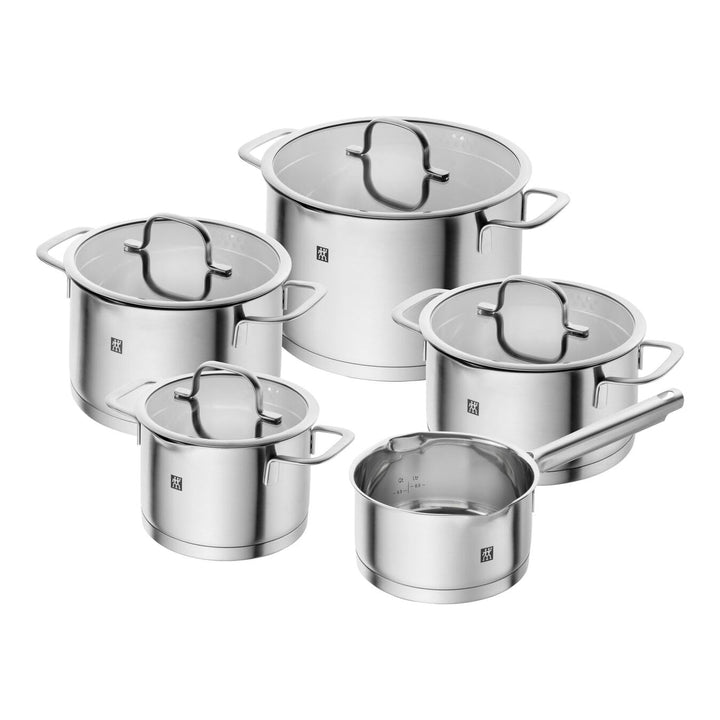 ZWILLING TrueFlow Kochtopfset, 5-teilig, Mit Ausgiessfunktion, Induktionsgeeignet, Edelstahl, Silber