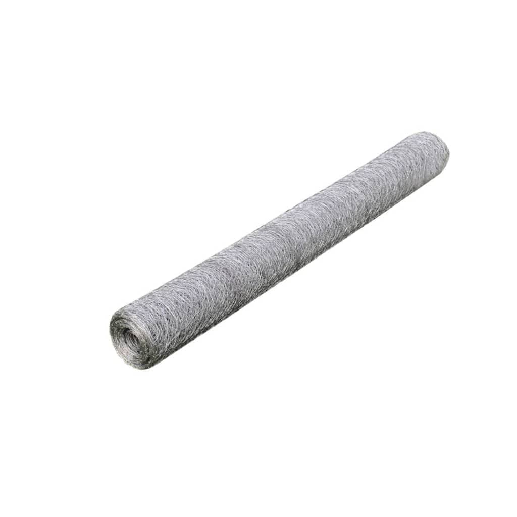 vidaXL Maschendraht Verzinkter Stahl 25x0,5 m Silbern, Drahtzaun, Maschendrahtzaun, Maschendraht Rol