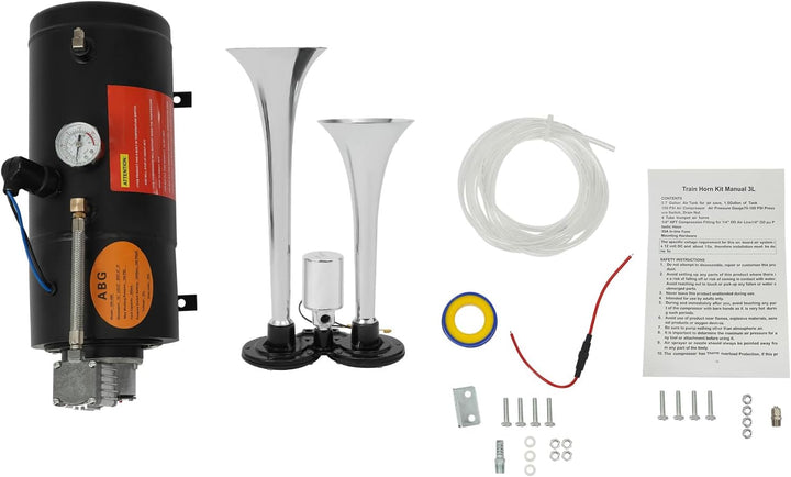 12V Luftkompressor Mit Tank, 150PSI Lufttank Kompressor Pumpe mit 2 Lufthörner für LKW SUV Car Truck