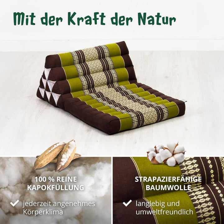 livasia Thaikissen mit 1 Auflage, Dreieckskissen mit Sitzkissen, Keilkissen mit Kapok, Rückenkissen