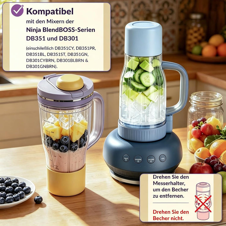 710 ml Reisebecher Ersatz für Ninja Blend Boss Becher, Blau | Mixbecher mit BPA-freier, Undicht, Bru
