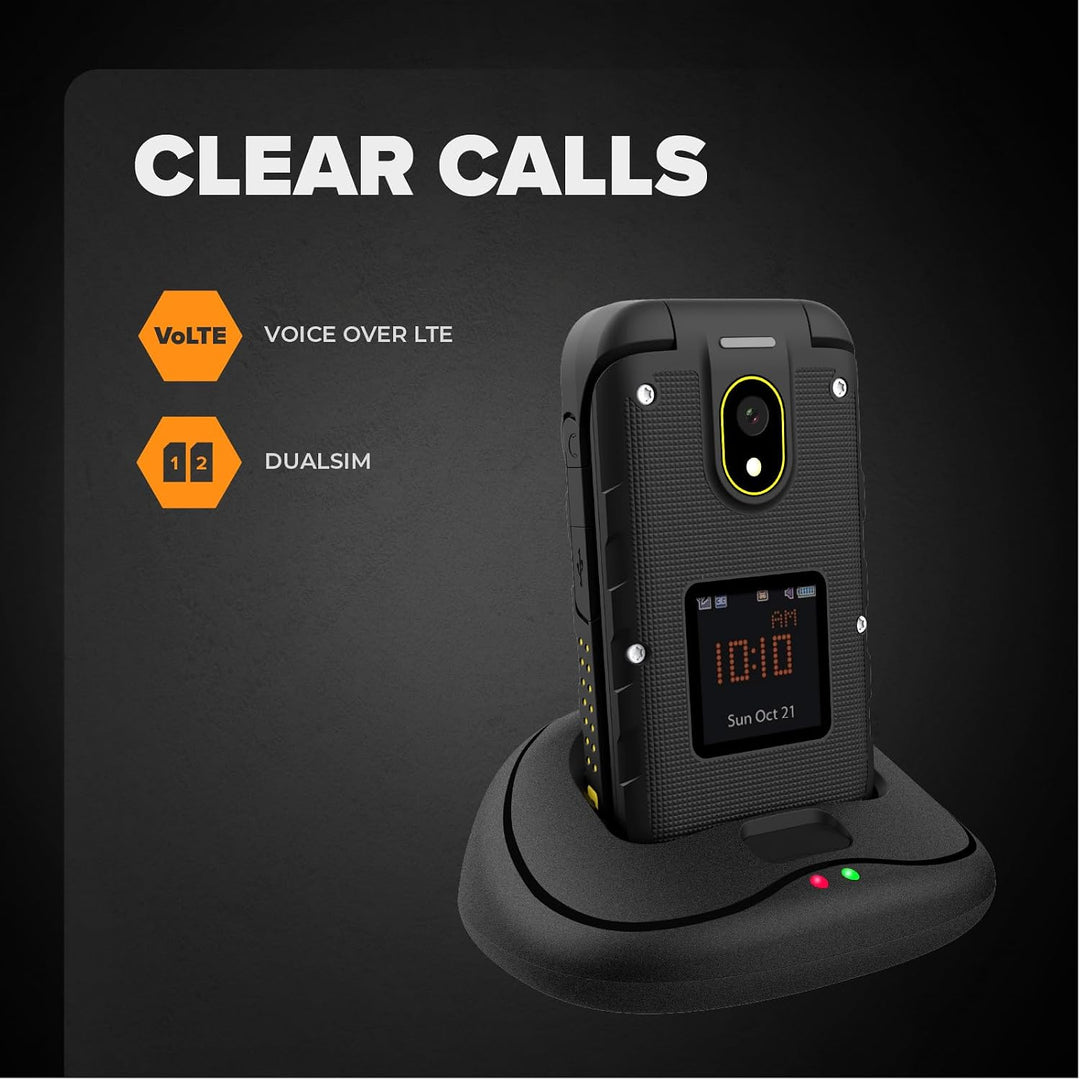 Flip-Telefon Klapphandy Hammer DIG LTE 4G Robustes, 2 Bildschirme, simlock-Free, Dual-SIM, kein Vert
