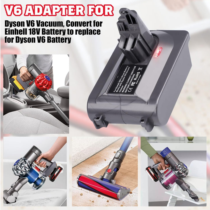 Adapter für Dyson V6 Staubsauger Convert für Einhell 18V Akku für V6 Akku Kompatibel mit DC58 DC59 D
