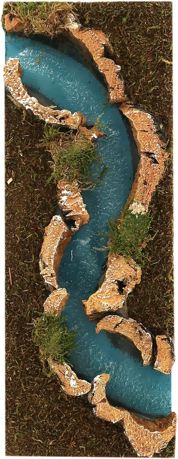 Ferrari & Arrighetti Zusammensetzbarer Fluss für Krippe, 4 Teile, Bertoni Krippenlinie, Holz, Mehrfa