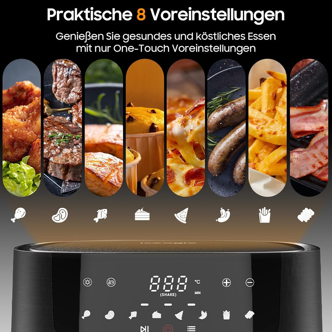 Iceagle Heissluftfritteuse XXL Air Fryer 9L - Heissluftfriteuse mit Grosses Sichtfenster | Friteuse