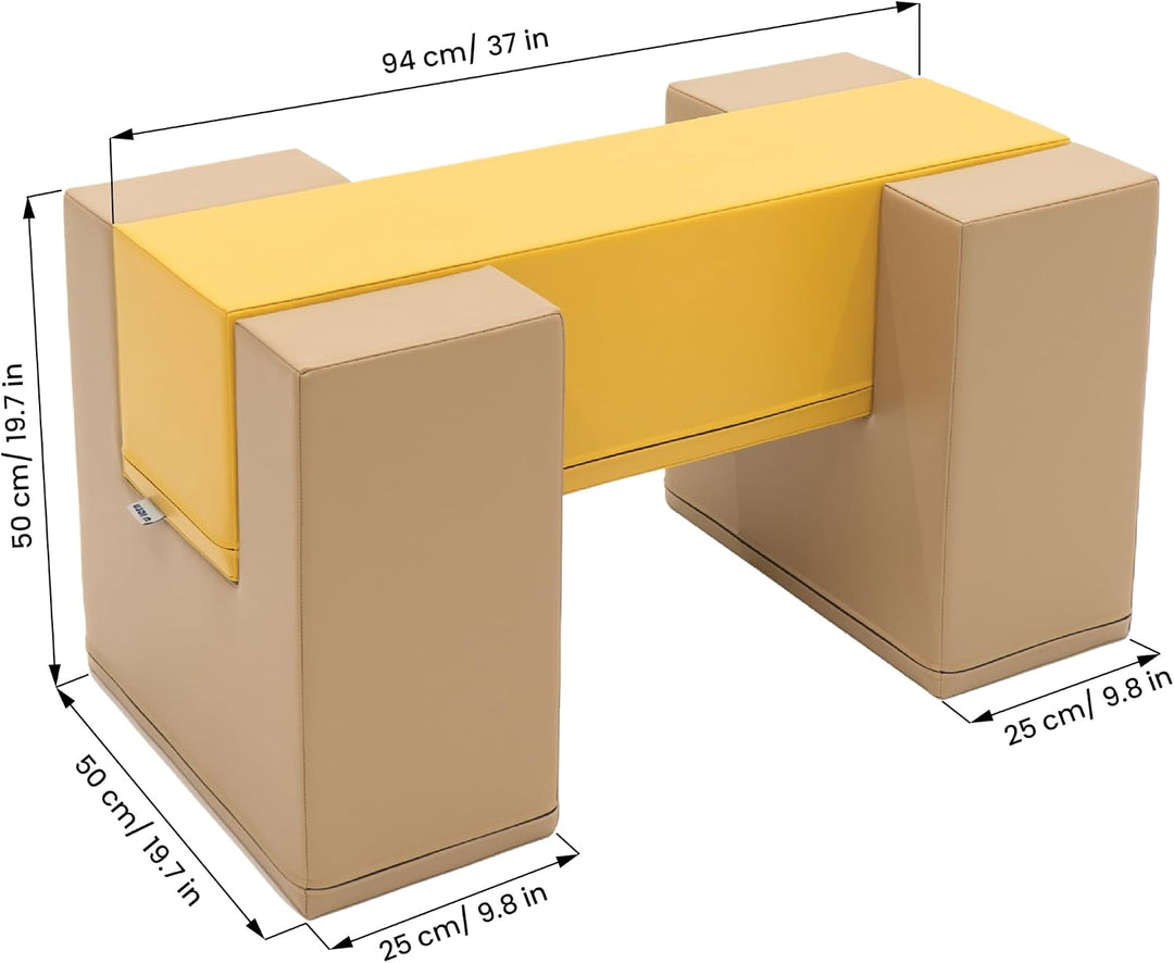 IGLU SOFT PLAY Kinder Indoor Kletterset Balance-Brücke (Beige Honey) | Veganes Leder | BPA- &amp; Phthal