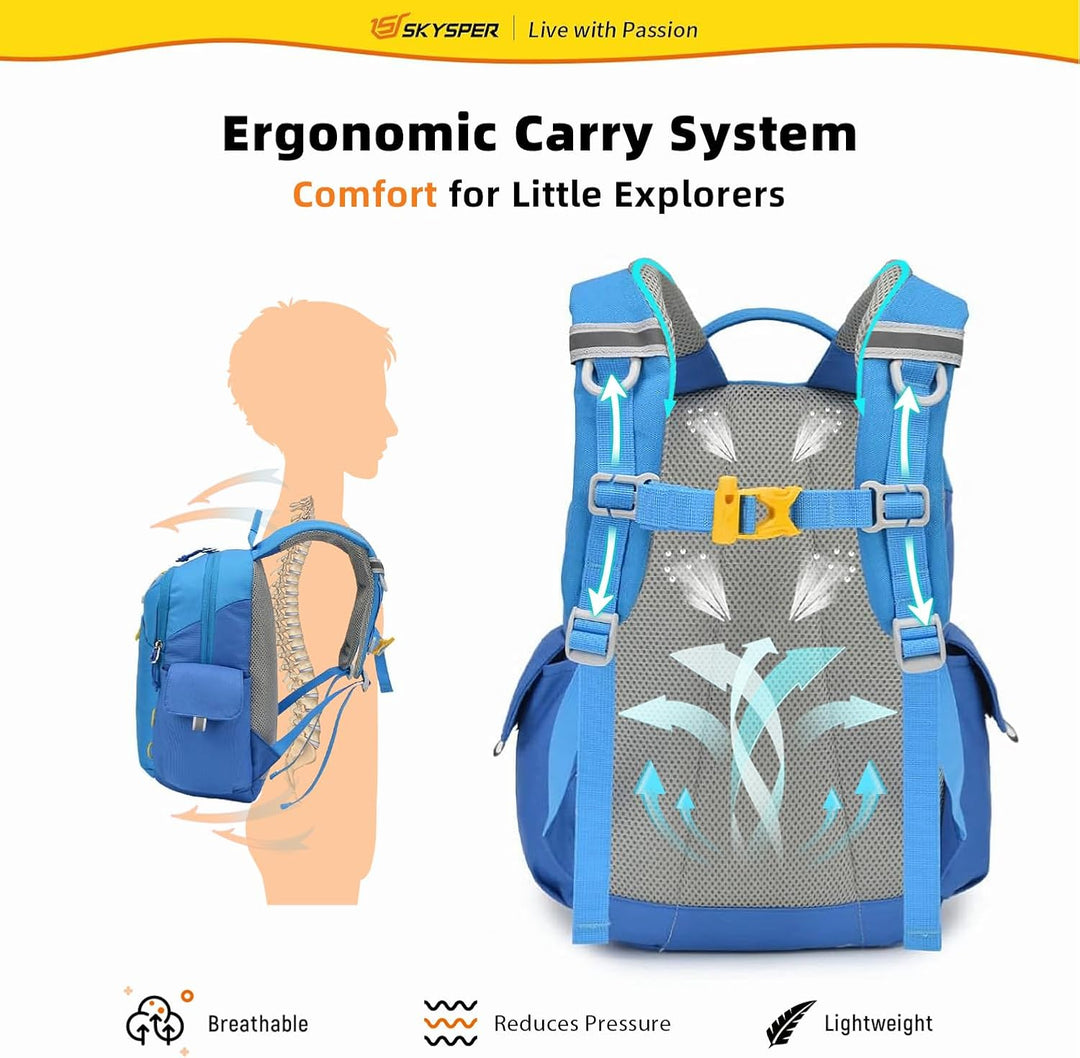 SKYSPER Kinderrucksack 10L Rucksack Jungen & Mädchen für 3-8 Jährige, komfortabler Wanderrucksack Ki