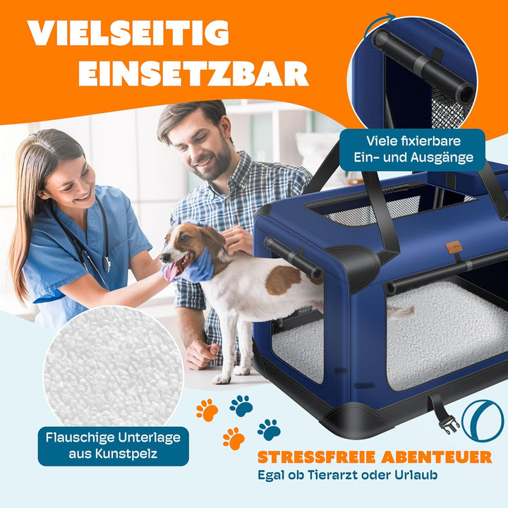 Lovpet® Transportbox Hund Katze Transporttasche L 70x52x52cm | Hunde-Tragetasche Faltbare Katzentasc