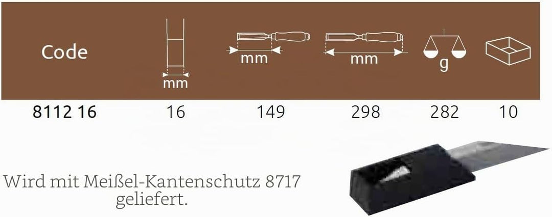 Narex Stechbeitel/Lochbeitel mit Holzheft für Zapfenlöcher 16 mm, 16 mm