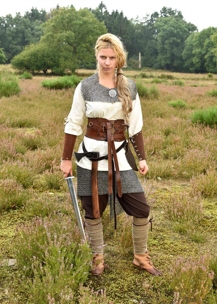 Battle-Merchant Mittelalter Wadenwickel für Damen und Herren, Paar, mit Fischgrätmuster für Mittelal