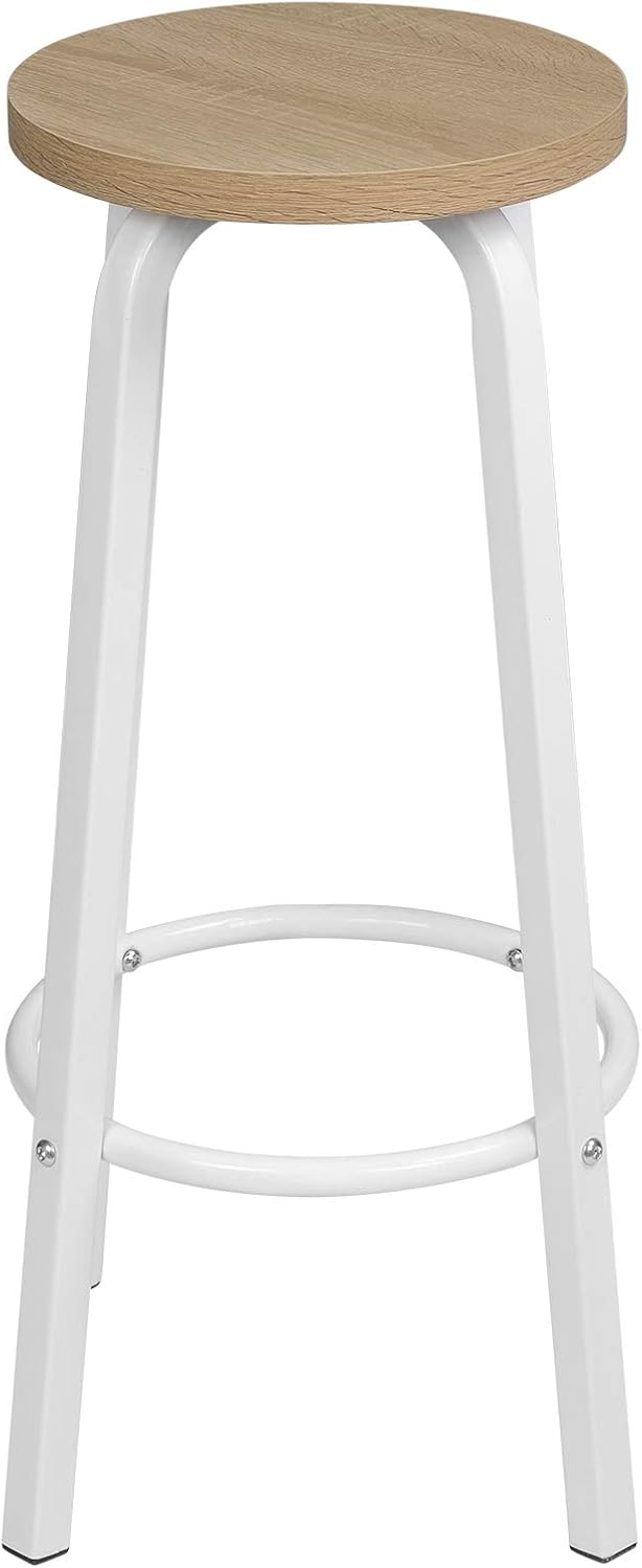 WOLTU 4X Barhocker Barstuhl Bistrohocker Tresenhocker runde Sitzfläche aus MDF Gestell aus Metall Na