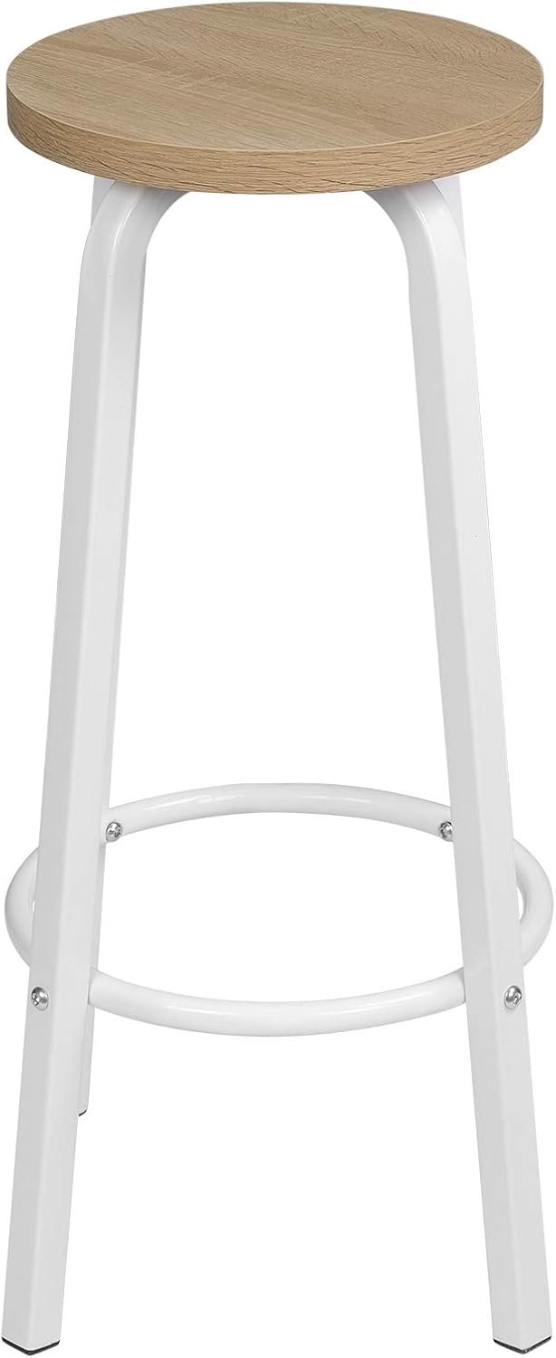 WOLTU 4X Barhocker Barstuhl Bistrohocker Tresenhocker runde Sitzfläche aus MDF Gestell aus Metall Na