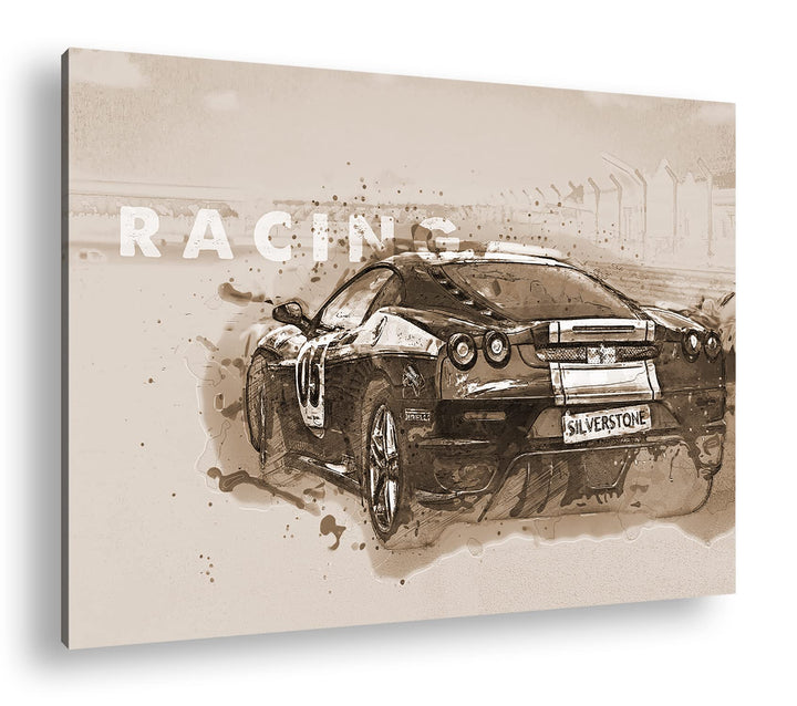 deyoli Racing Auto Effekt: Sepia Format: 80x60 als Leinwandbild, Motiv fertig gerahmt auf Echtholzra