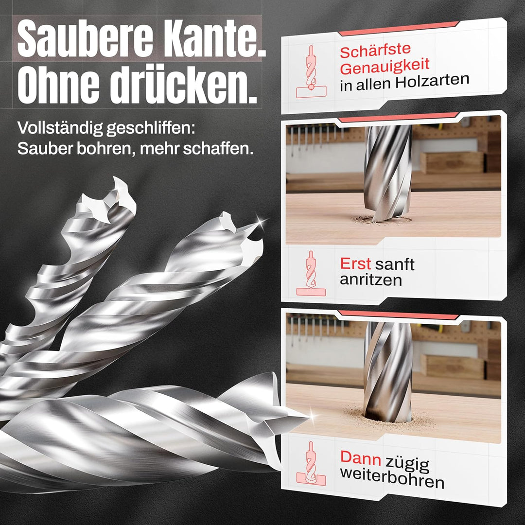 WELIQU 10 Stück HSS-G Holzbohrer Ø 5,0 mm für Hart- und Weich-Holz - ACHTUNG: Sehr scharfe Bohrer au