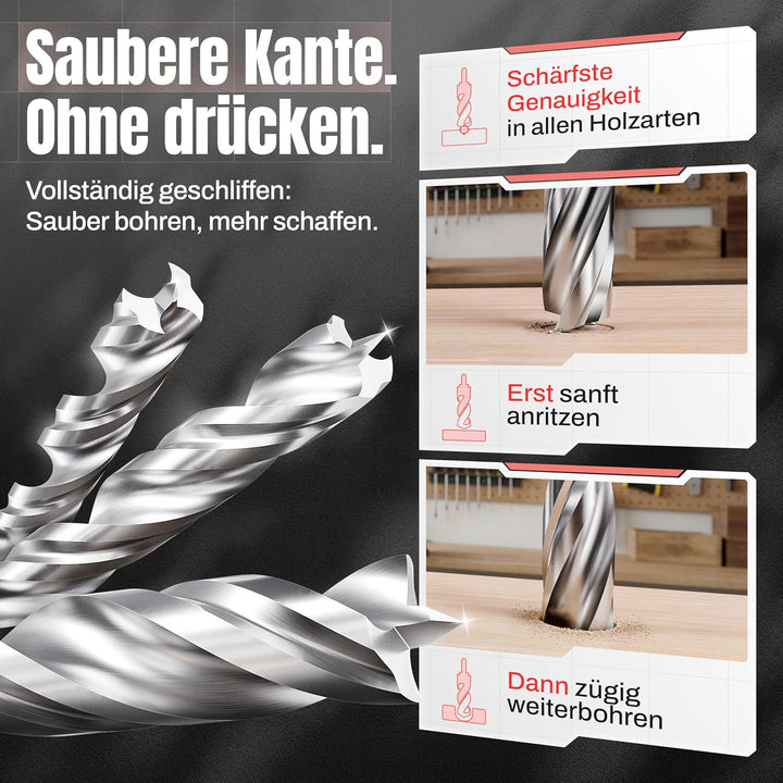 WELIQU 10 Stück HSS-G Holzbohrer Ø 5,0 mm für Hart- und Weich-Holz - ACHTUNG: Sehr scharfe Bohrer au