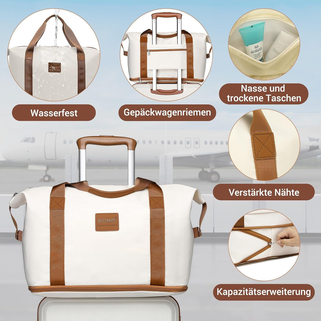 KONO Reisekoffer Set Gepäcksets 4 Teilig Kofferset, 55cm Handgepäck mit Beautycase Kosmetikkoffe mit