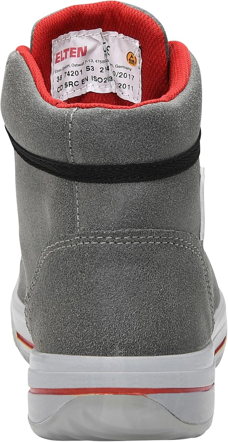 ELTEN Sicherheitsschuhe Vintage Lady Mid ESD S3, Damen, Leder, Stahlkappe, leicht, sportlich 35, Gra