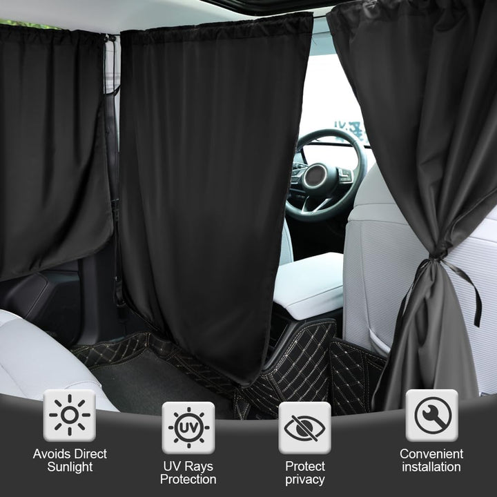 Auto-Trennvorhang, 140 x 80 cm Trennvorhang Set, Abnehmbarer Auto-Sonnenschutz, Verstaubarer Auto-Si