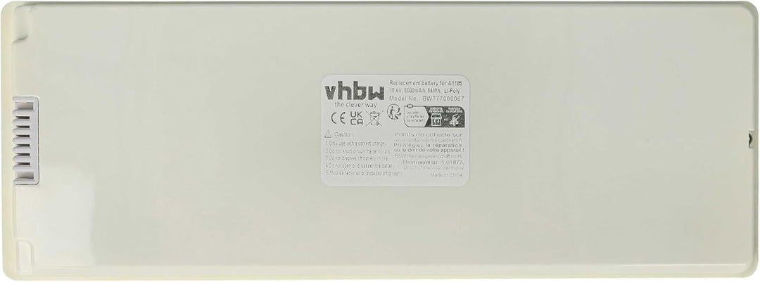 vhbw Akku kompatibel mit Apple MacBook 13/13 Zoll Laptop Notebook - (Li-Polymer, 5000Ah, 10.8V, 58Wh