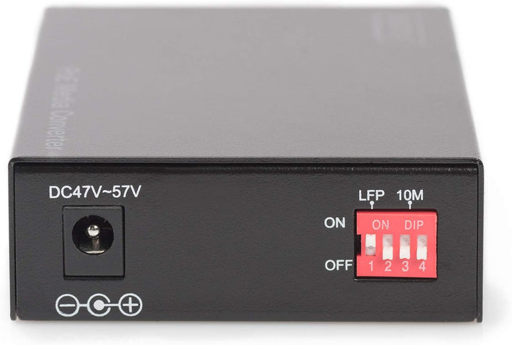 DIGITUS Medienkonverter - SFP Port - Gbit Ethernet - RJ45 / SFP 1000Base-LX - Mit PoE-Injektor - Sch