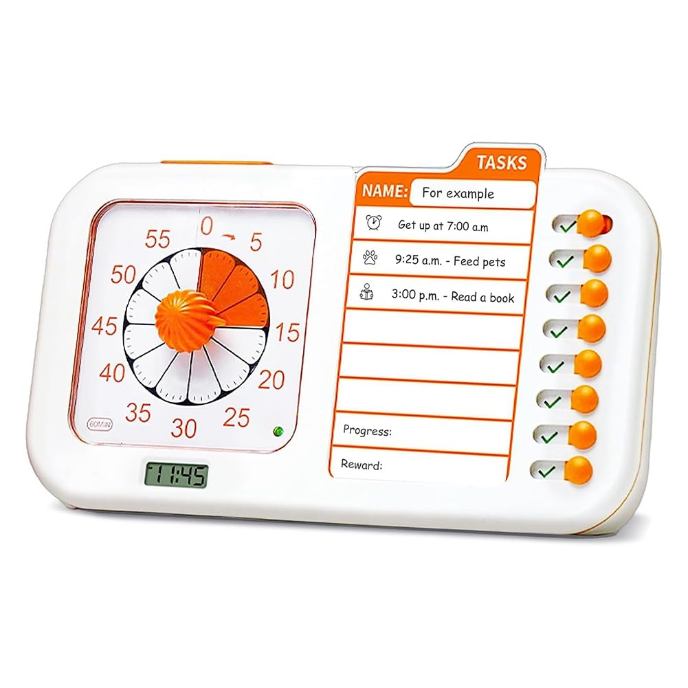 Visueller ADHS-Timer für Kinder und Erwachsene mit Planungstafel, Aufgabentimer, Aufgabentabelle und