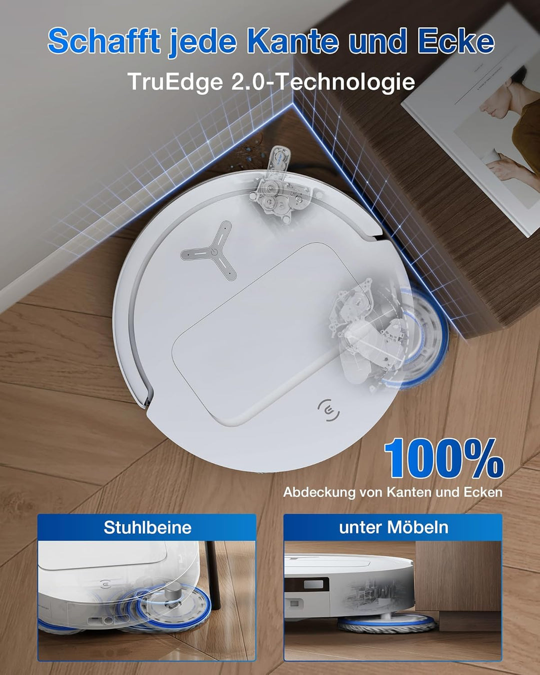 ECOVACS DEEBOT T50 PRO Omni Gen2 Saugroboter mit Wischfunktion, Ausfahrende Seitenbürste und Wischmo