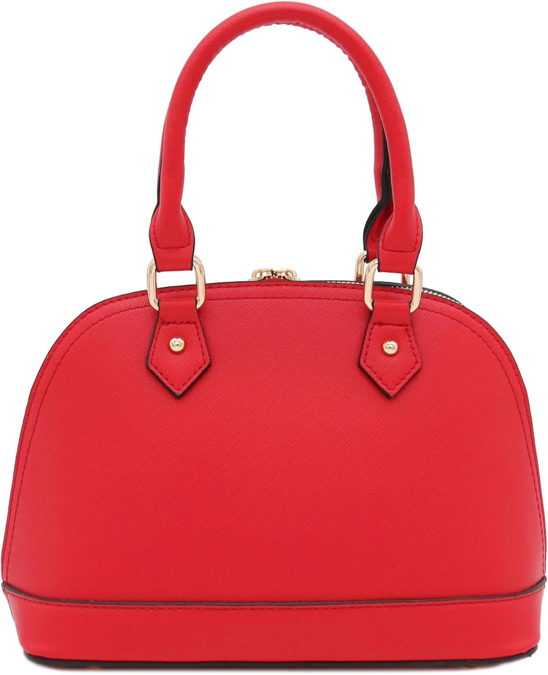 Saffiano Classic Dome Satchel mit Reissverschluss Rot, Rot
