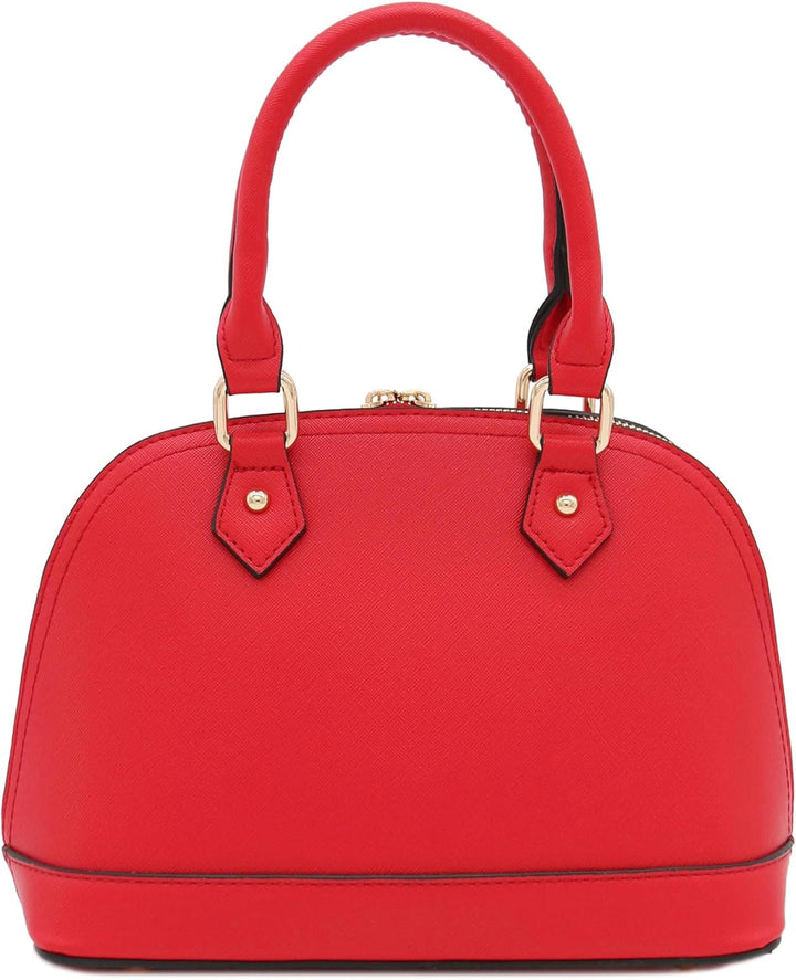 Saffiano Classic Dome Satchel mit Reissverschluss Rot, Rot