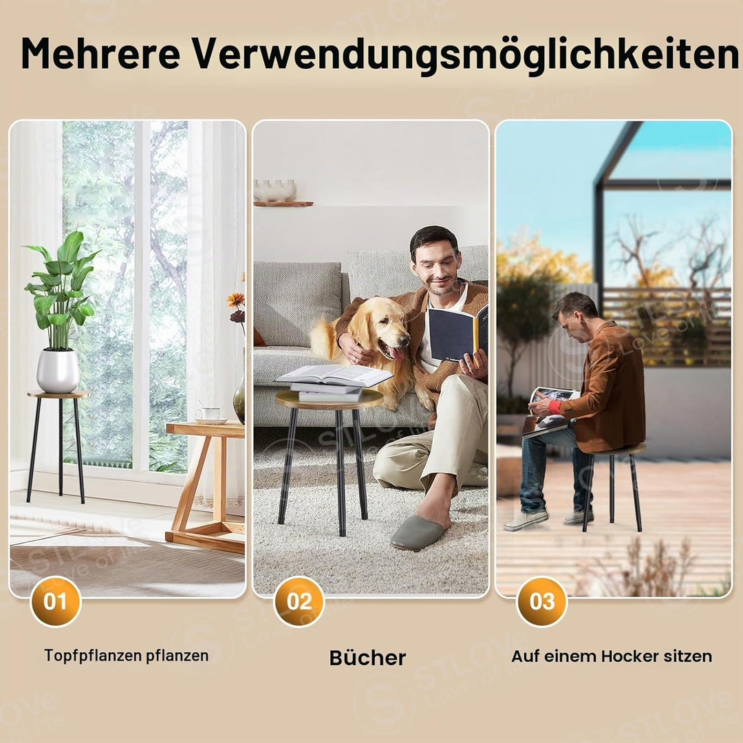 STLOVe Pflanzenhocker, Blumentopf Beistelltisch Rund, Couchtisch, Sofatisch, Blumenhocker Pflanzenst