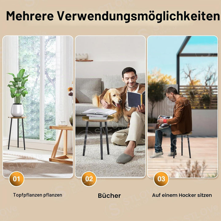 STLOVe Pflanzenhocker, Blumentopf Beistelltisch Rund, Couchtisch, Sofatisch, Blumenhocker Pflanzenst