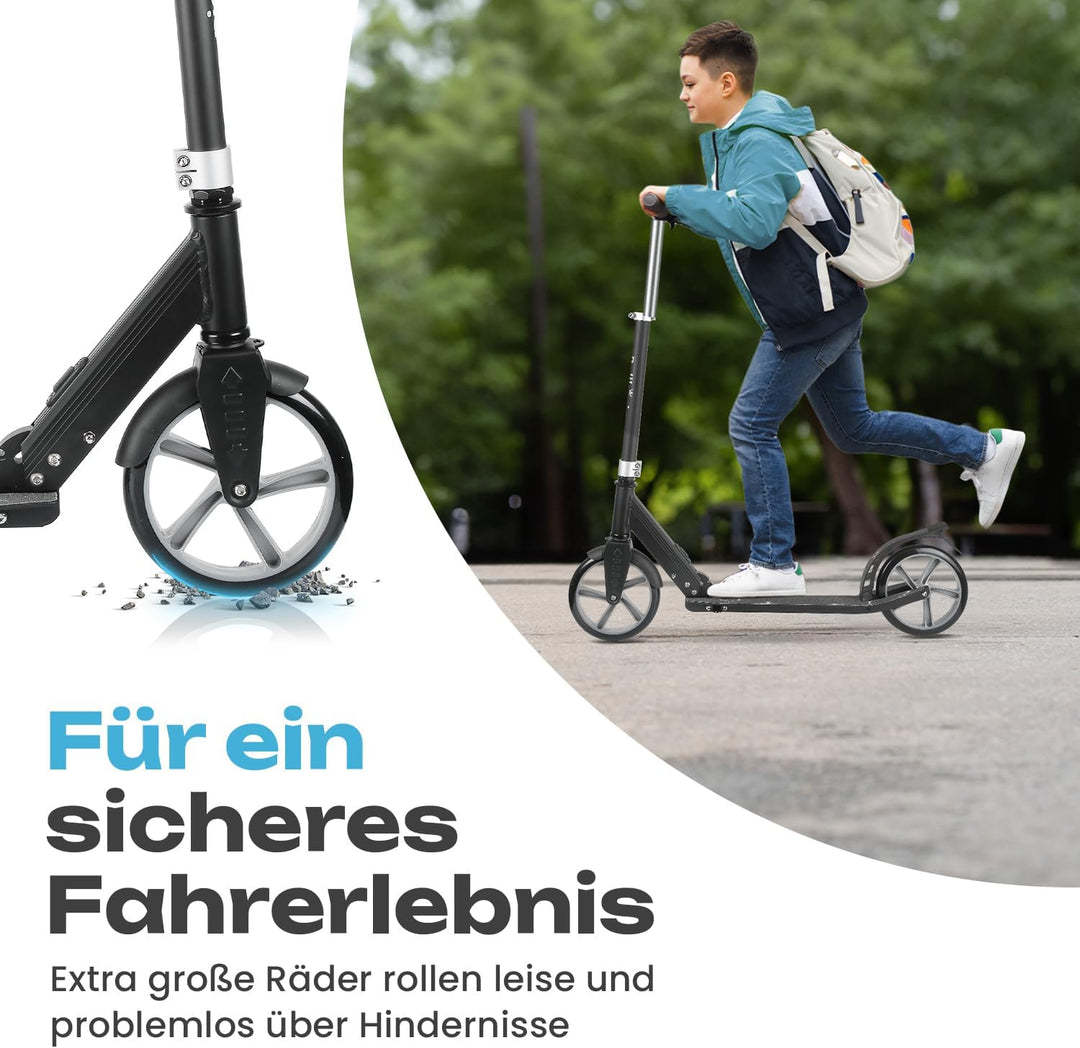 Rollkönig ® Scooter für Kinder ab 5 Jahren I Der Faltbare City-Scooter mit grossen Rädern I Tret-Rol