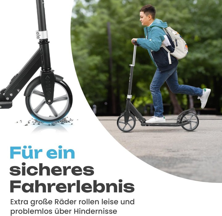 Rollkönig ® Scooter für Kinder ab 5 Jahren I Der Faltbare City-Scooter mit grossen Rädern I Tret-Rol