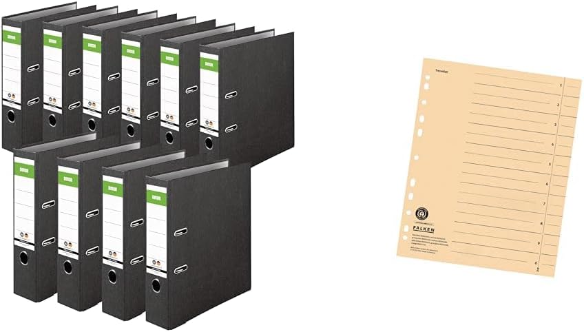 Original DINOR Ordner-Wolkenmarmor-Recycling - Made in Germany. 10er Pack 8 cm breit DIN A4 schwarz