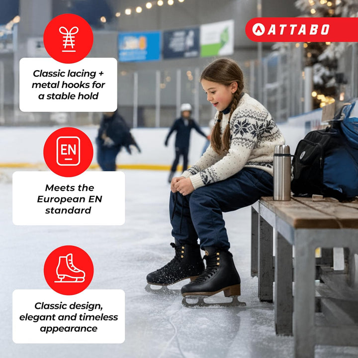 ATTABO Eiskunstlauf Schlittschuhe Kinder ISLA Rosa Grösse 31-36 EU Edelstahlkufe Ideal für Anfänger