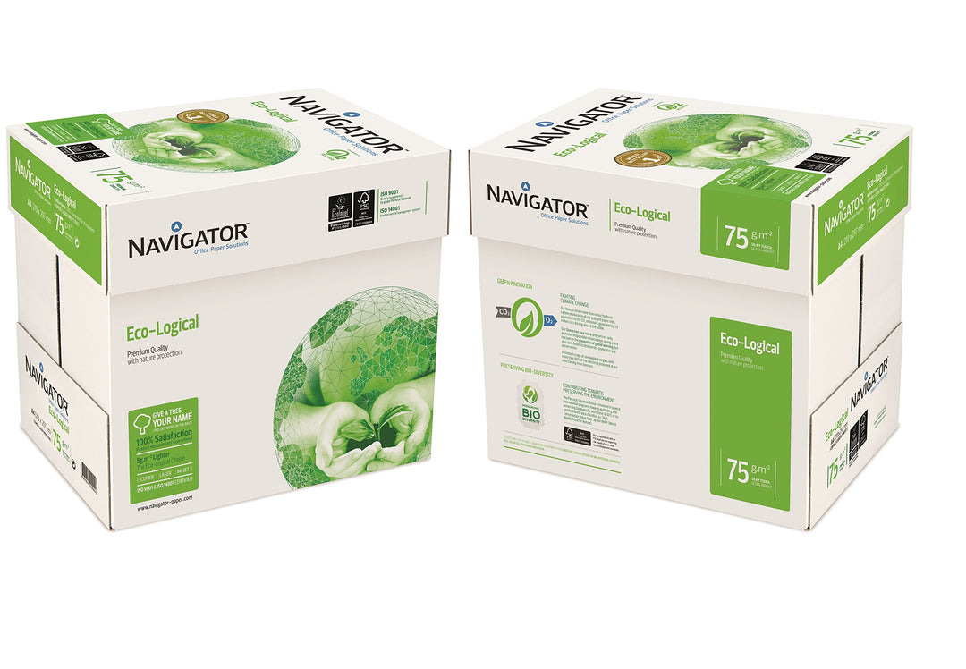NAVIGATOR 75 gsm A4 eco-logical Papier 10x Reams (5,000 Sheets) - 2x Box, 10x Reams (5,000 Sheets) -
