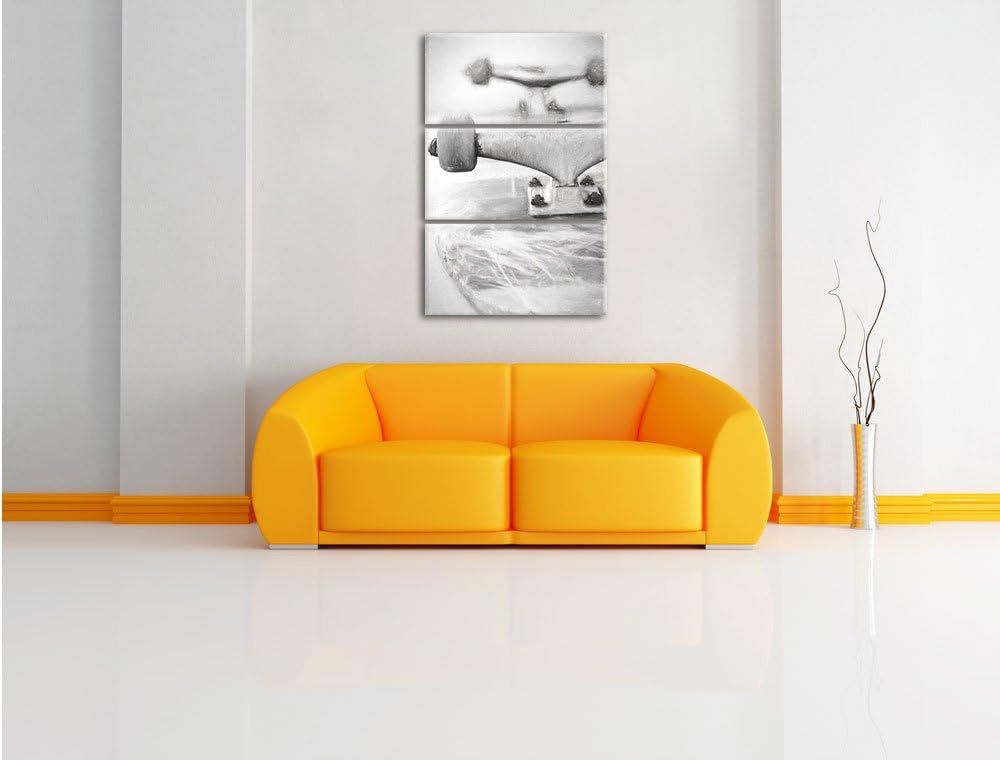 Pixxprint Skateboard / 3-Teilig/Gesamtmass 120cm Leinwandbild bespannt auf Holzrahmen/Wandbild Kunst