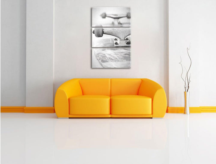 Pixxprint Skateboard / 3-Teilig/Gesamtmass 120cm Leinwandbild bespannt auf Holzrahmen/Wandbild Kunst