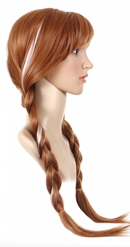 shoperama Frozen Anna Damen Perücke Braun Erwachsene Eiskönigin Wig ELSA Prinzessin Zöpfe
