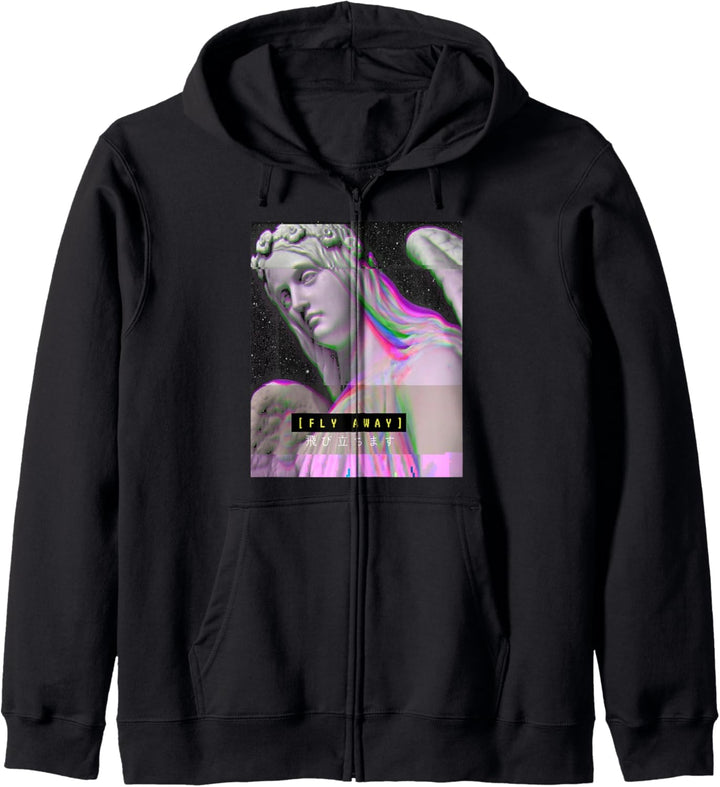 Vaporwave Ästhetische Engel Statue Geschenk Kapuzenjacke