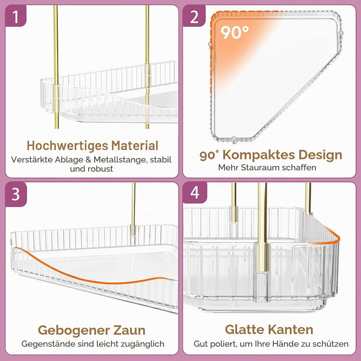 3-stöckiges Eckregal für Badezimmer, Theke, Aufbewahrungs-Organizer, werkzeuglose Installation, Acry