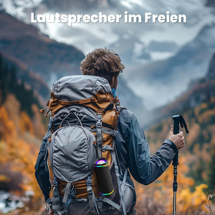 RIENOK Bluetooth Lautsprecher 30W Musikbox 5.3 mit RGB Licht Tragbarer Musik Box IPX5 Wasserdicht Sp