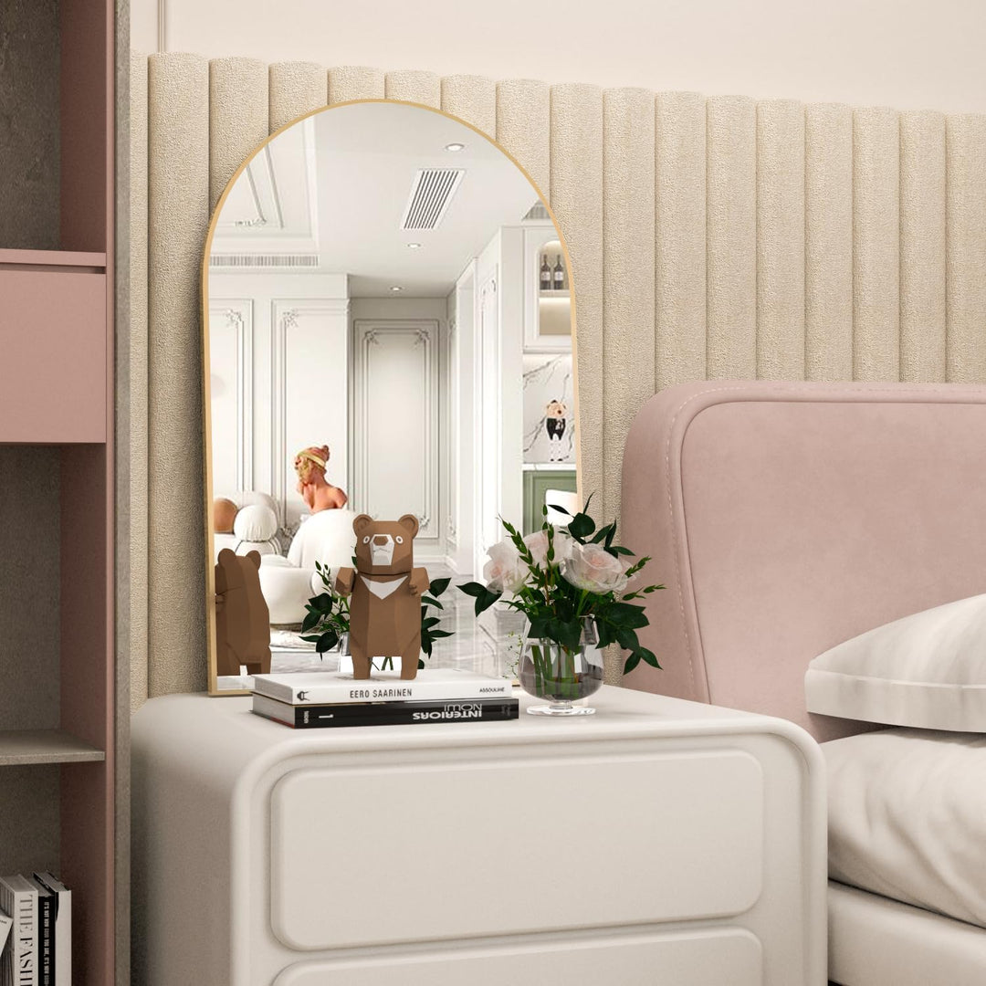 NEUWEABY Gewölbter Wandspiegel für das Badezimmer, 60x90 cm Gewölbter Spiegel Wandspiegel mit Metall